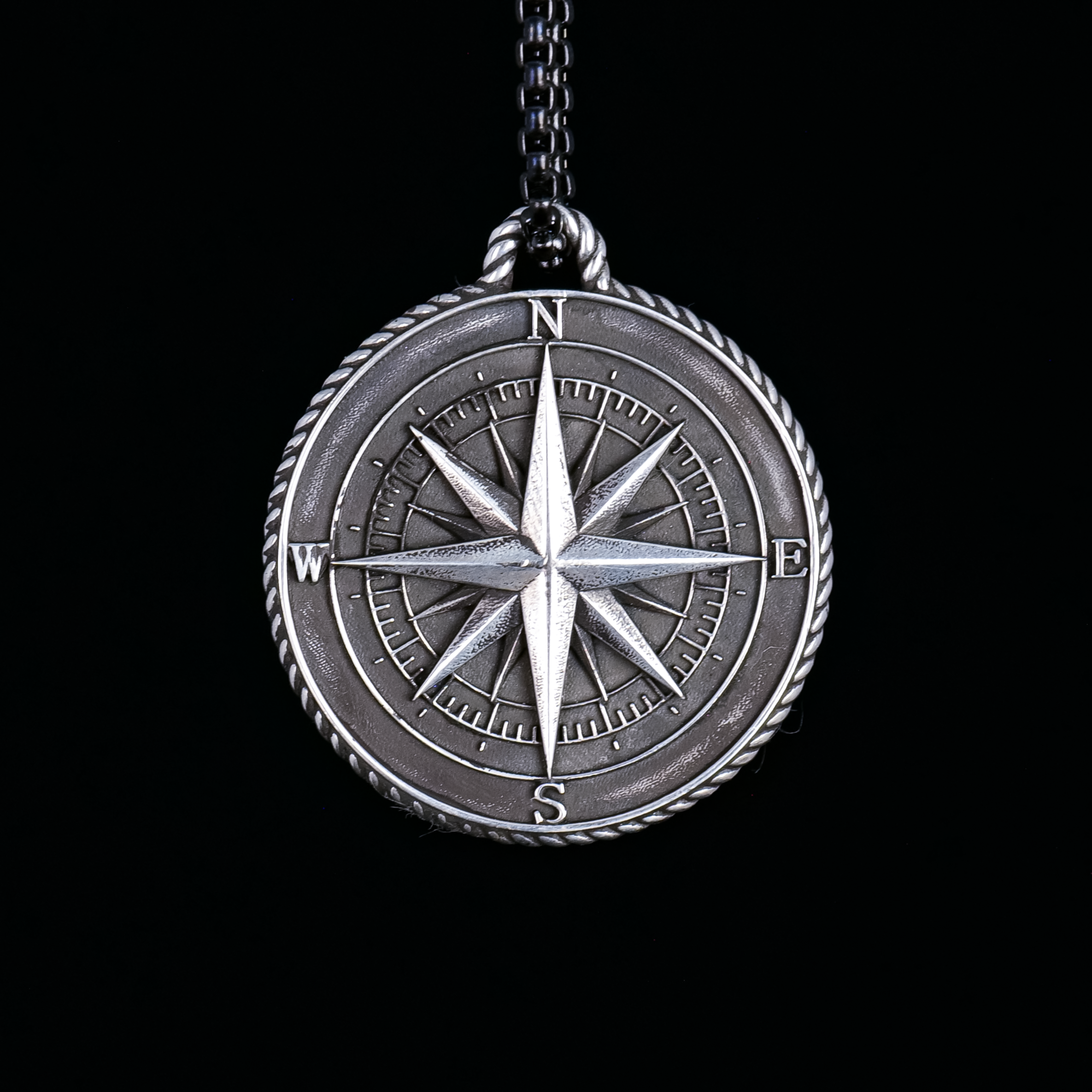Mens sterling sales silver compass pendant