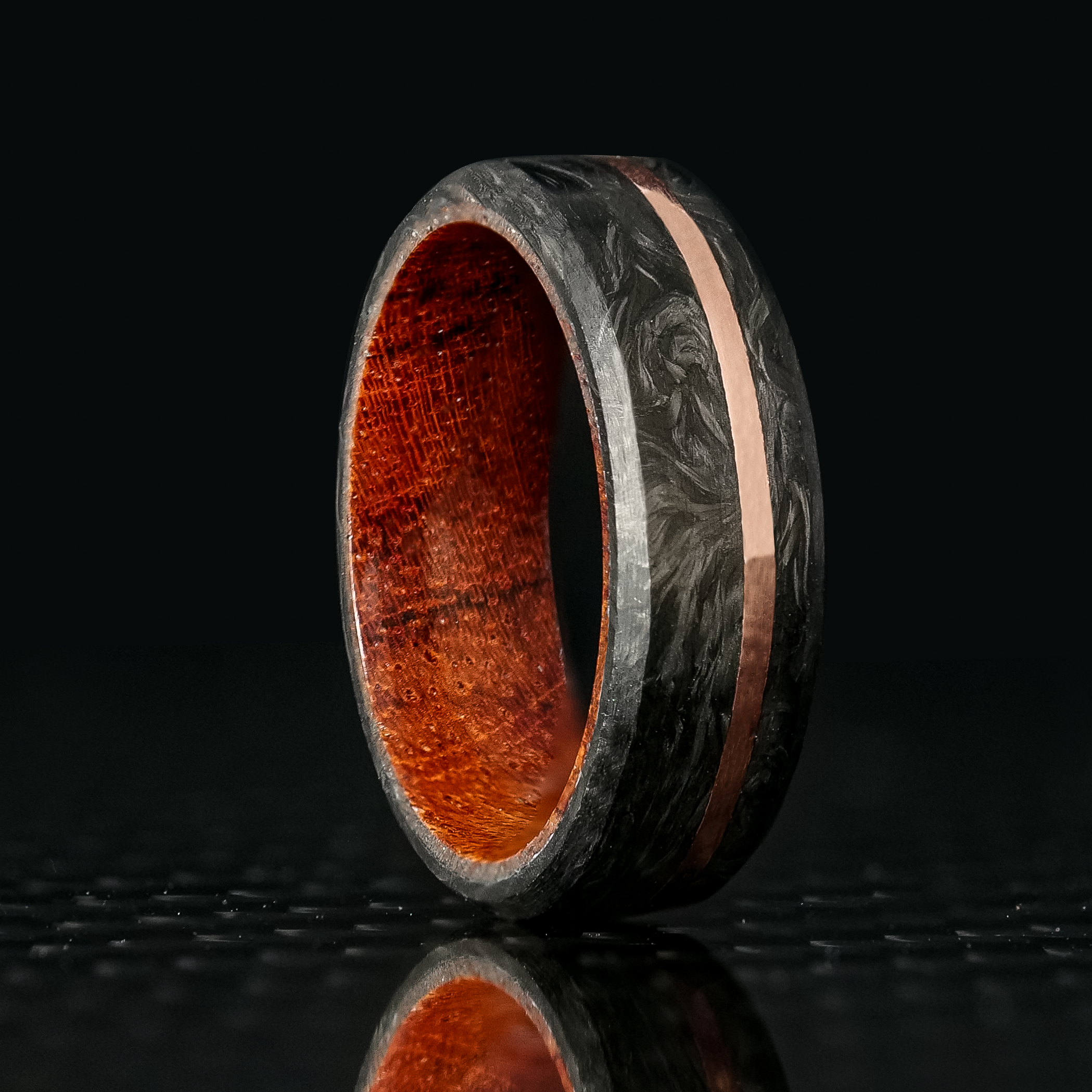 Rose gold wood wedding band online