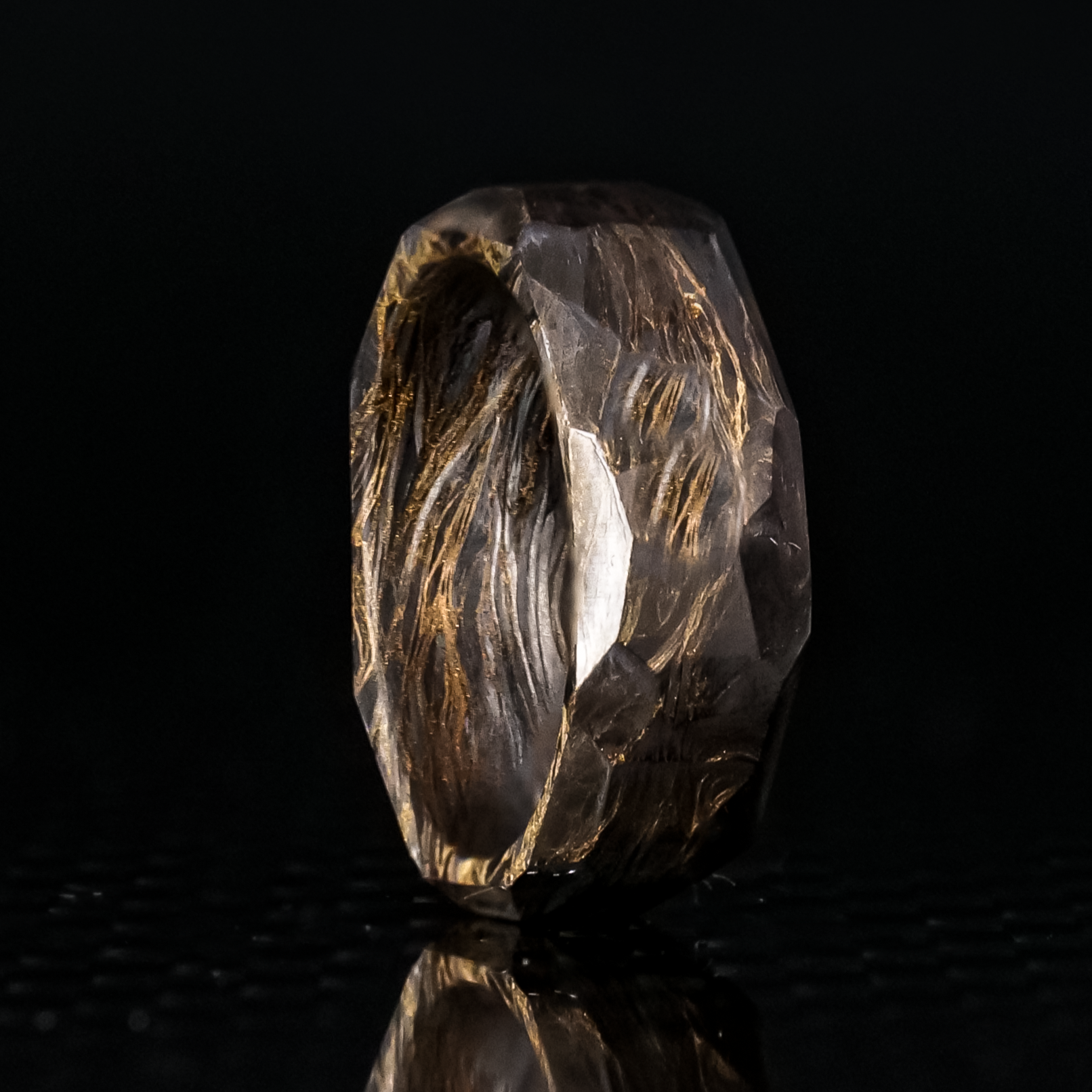 Adair Patrick Ring Designs Obsidian Burl | Fiber Gold Carbon