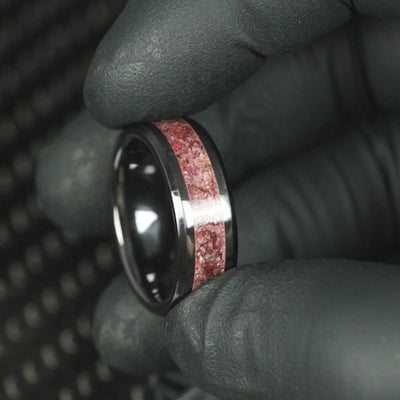 Garnet Glowstone Ring on Black Ceramic
