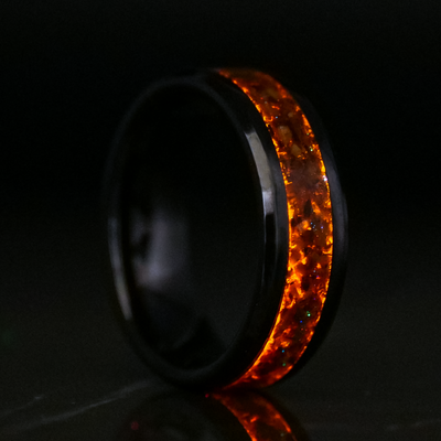 Tiger's Eye Glowstone Ring on Black Ceramic - Patrick Adair Designs