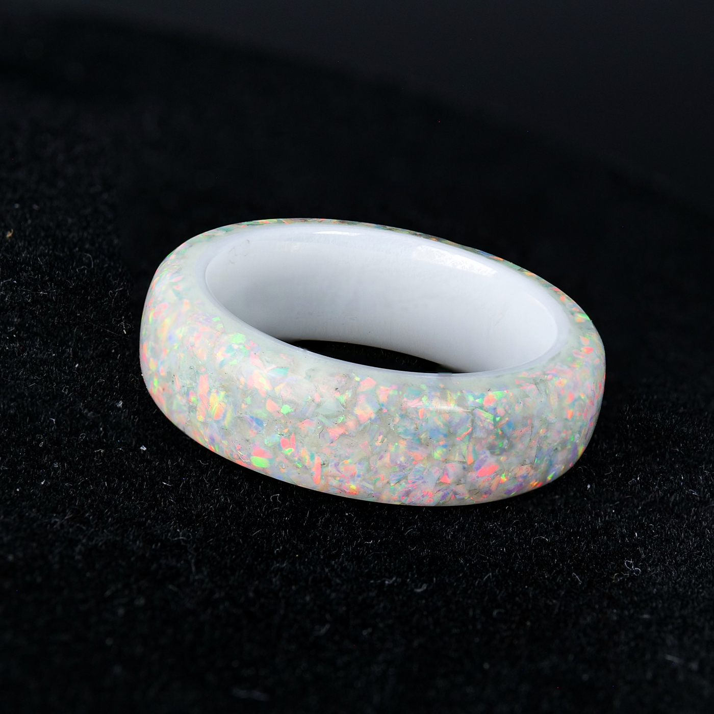 Pearl White Opal Dust Glowstone Ring - Patrick Adair Designs