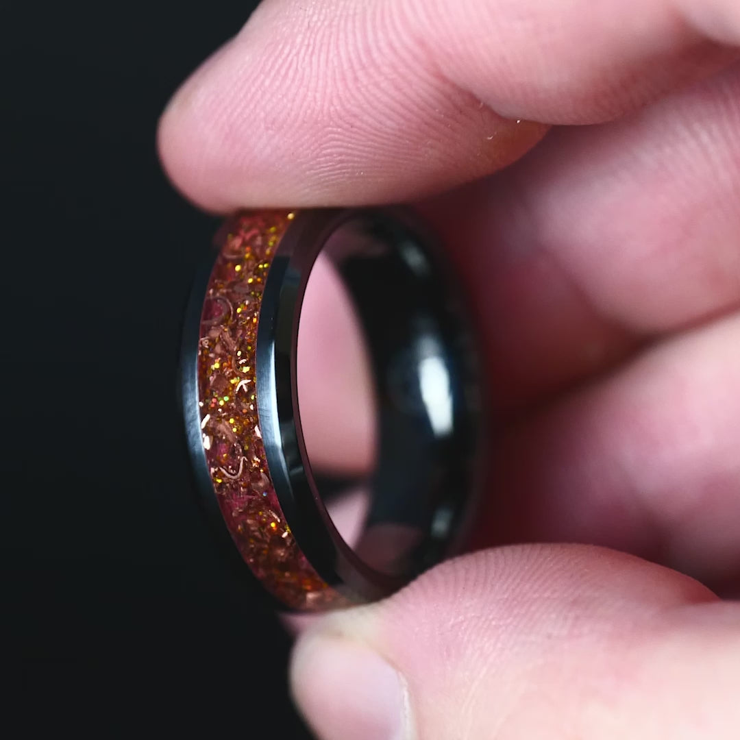 Radiant Sedona Glowstone Ring on Black Ceramic