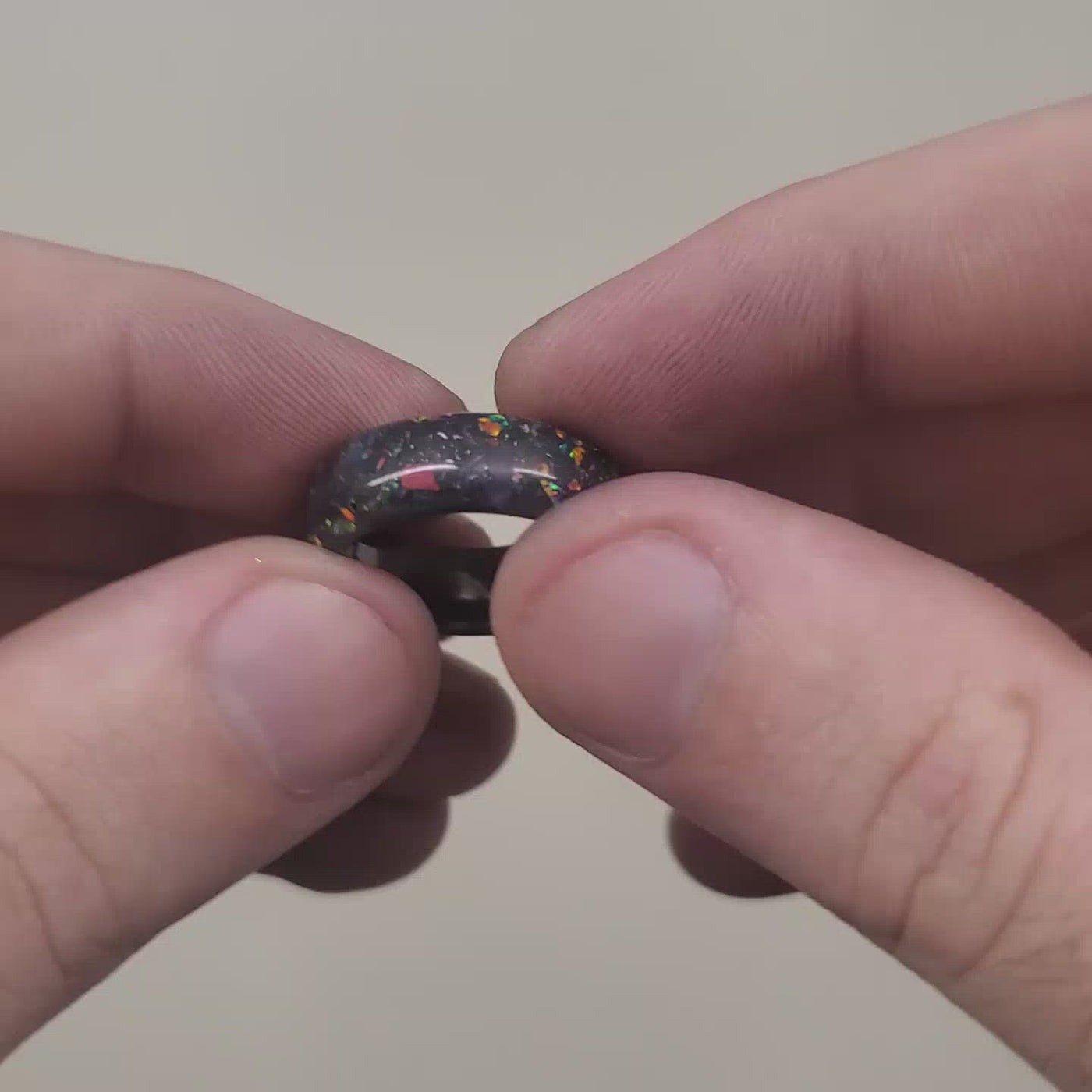 Black ceramic engagement ring.