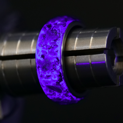Lavender Opal Halo Glowstone Ring on Titanium - Patrick Adair Designs