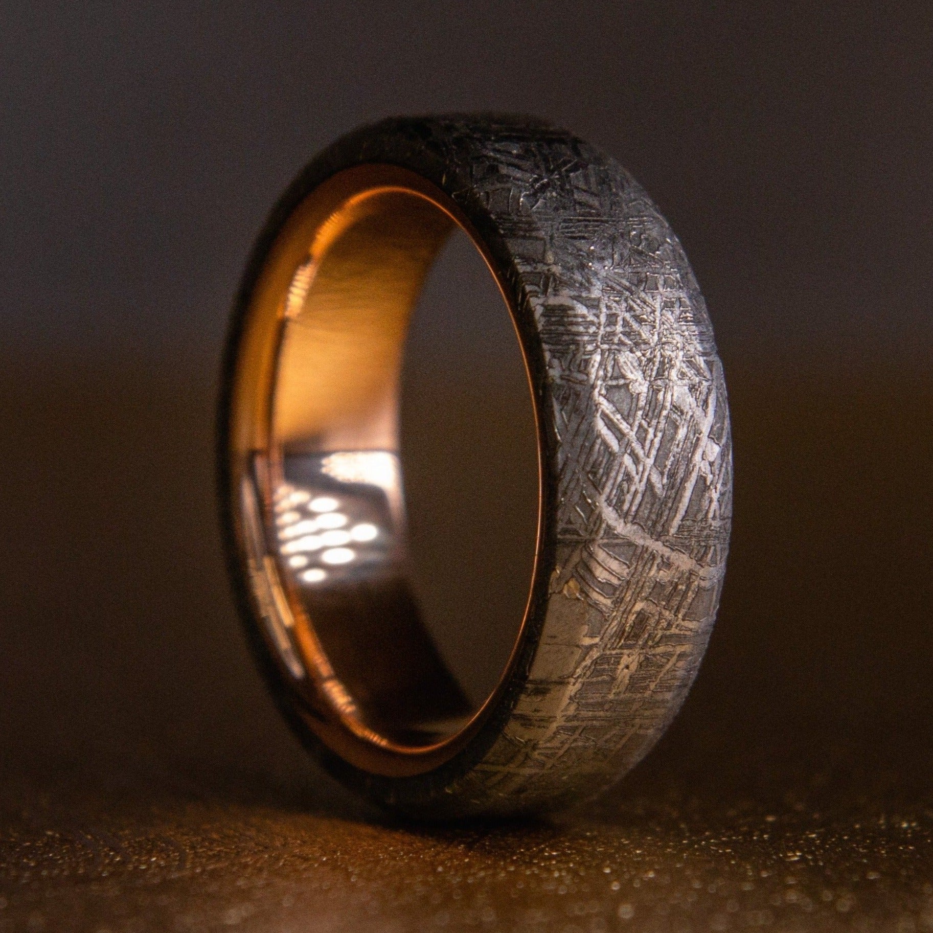 schuifelen Geroosterd Hijgend Meteorite Ring with Real Gold Liner | Patrick Adair Designs