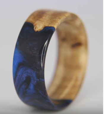 Galaxy Resin Ring Made with Junk Wood (Maple Burl)