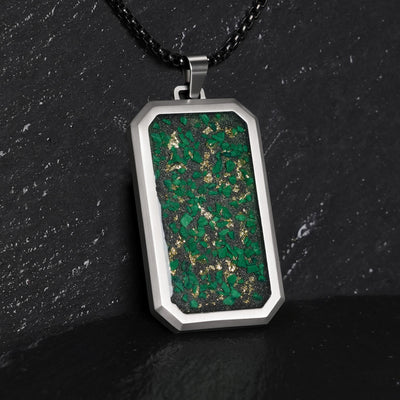 Malachite and Gold Leaf Glowstone Pendant - Patrick Adair Designs