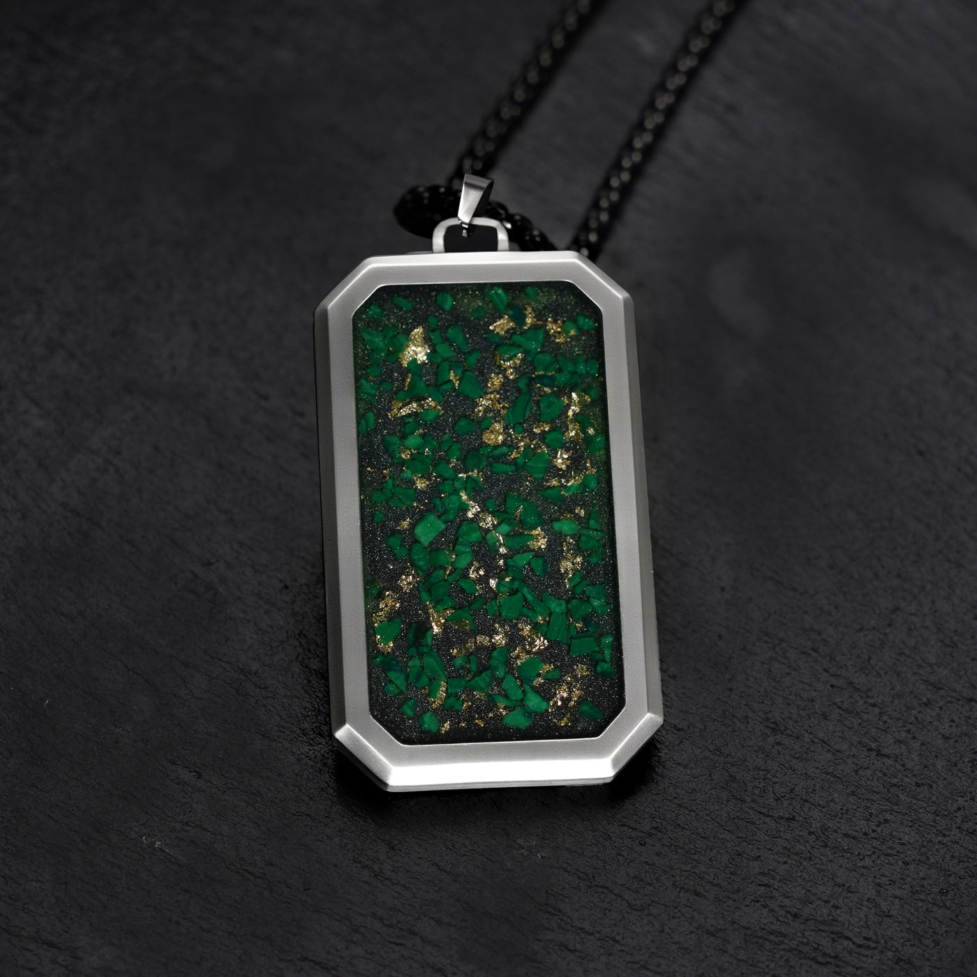 Malachite and Gold Leaf Glowstone Pendant - Patrick Adair Designs