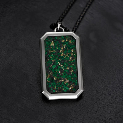 Malachite and Gold Leaf Glowstone Pendant - Patrick Adair Designs