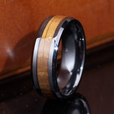 Whiskey Barrel and Black Ceramic Ring
