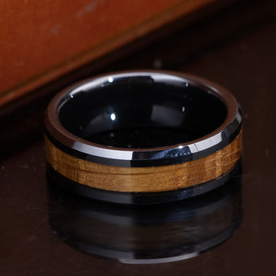 Whiskey Barrel and Black Ceramic Ring
