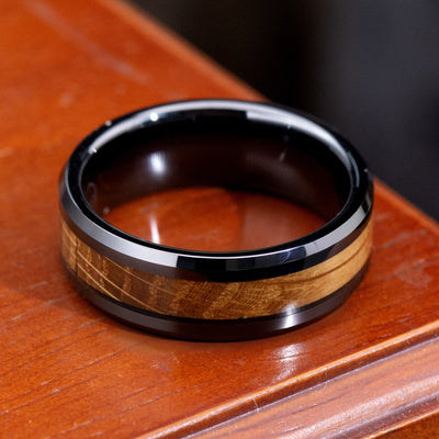 Whiskey Barrel and Black Ceramic Ring