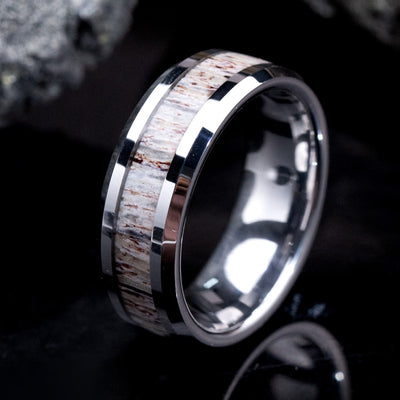 Deer Antler and Tungsten Ring