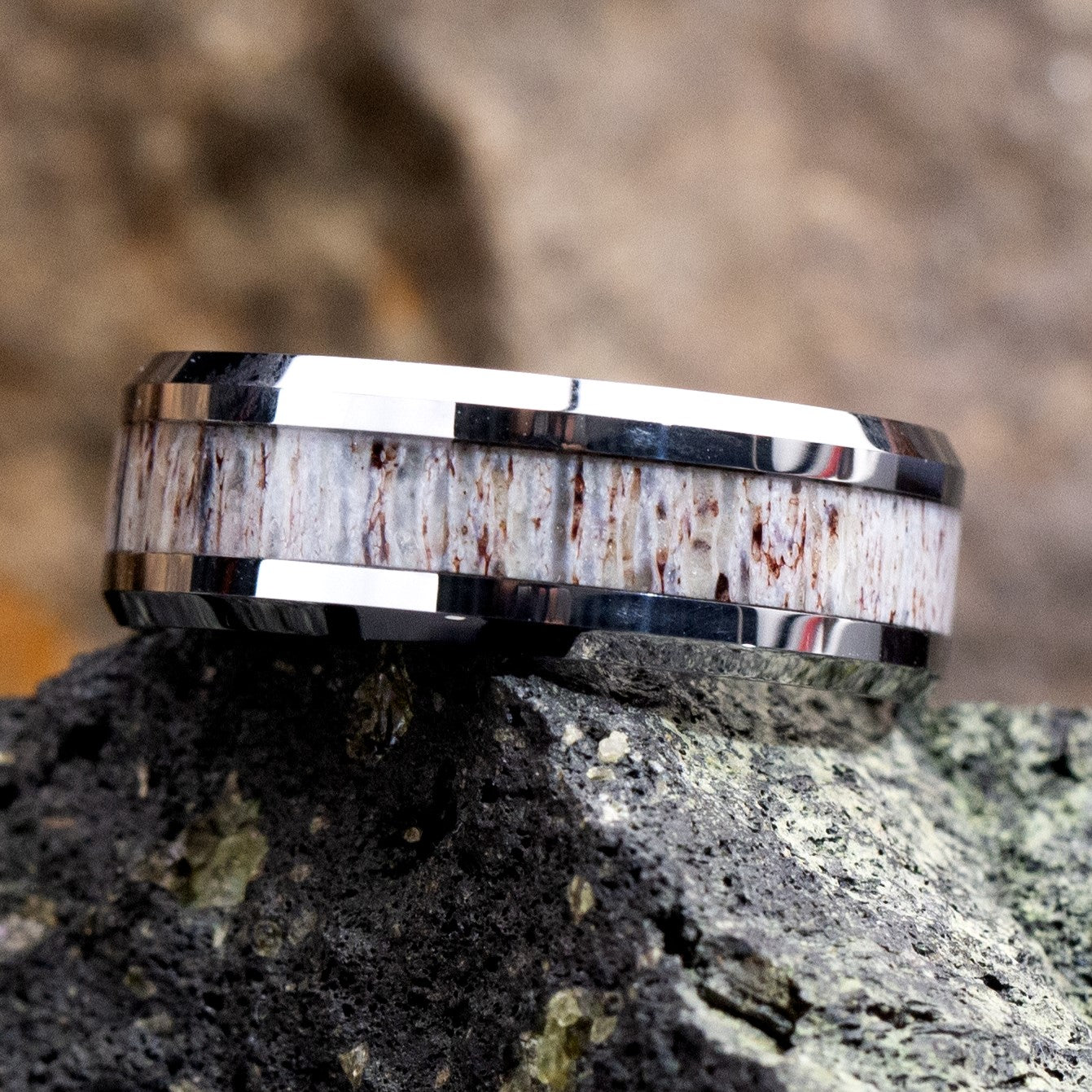 Deer Antler and Tungsten Ring