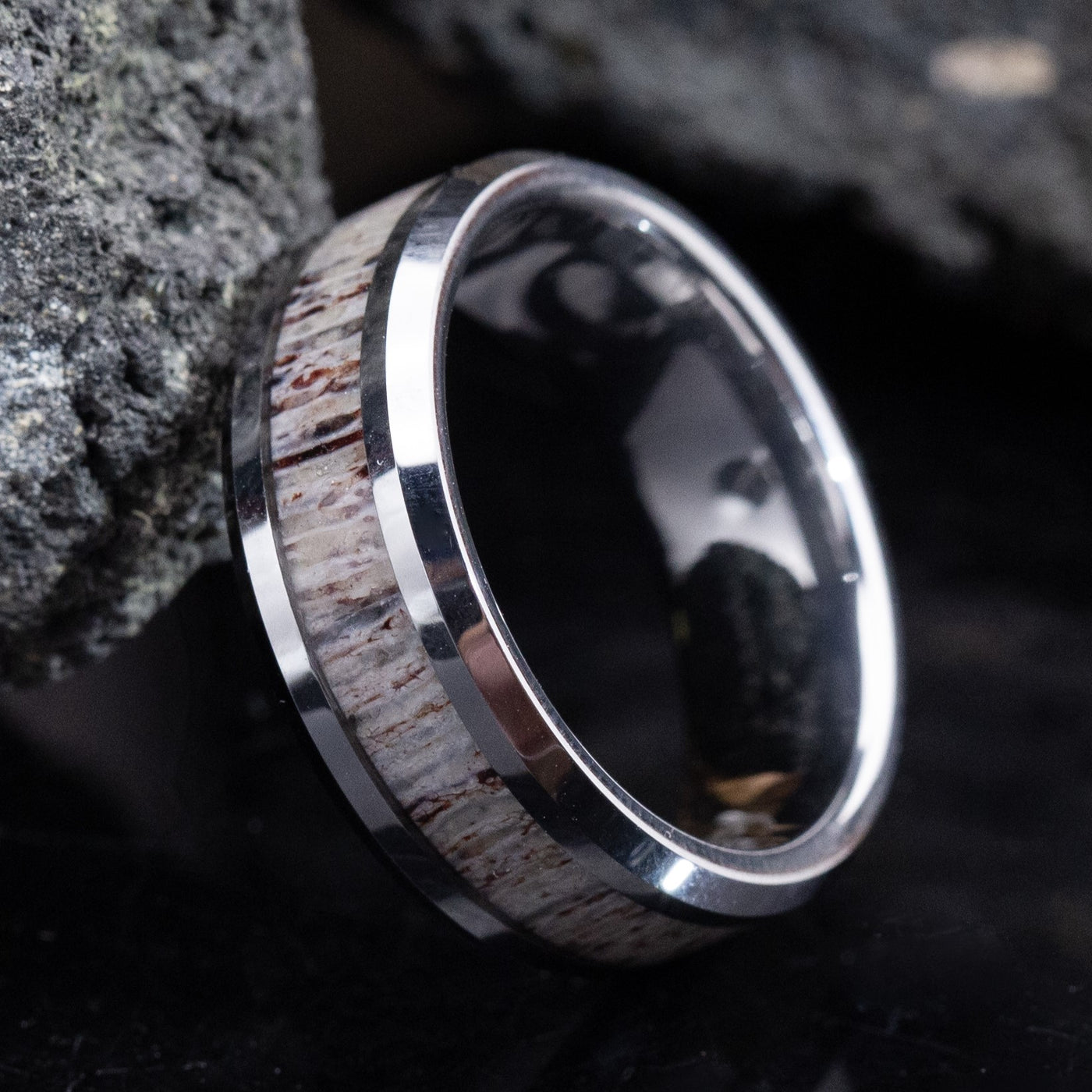 Deer Antler and Tungsten Ring