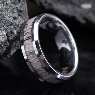 Deer Antler and Tungsten Ring