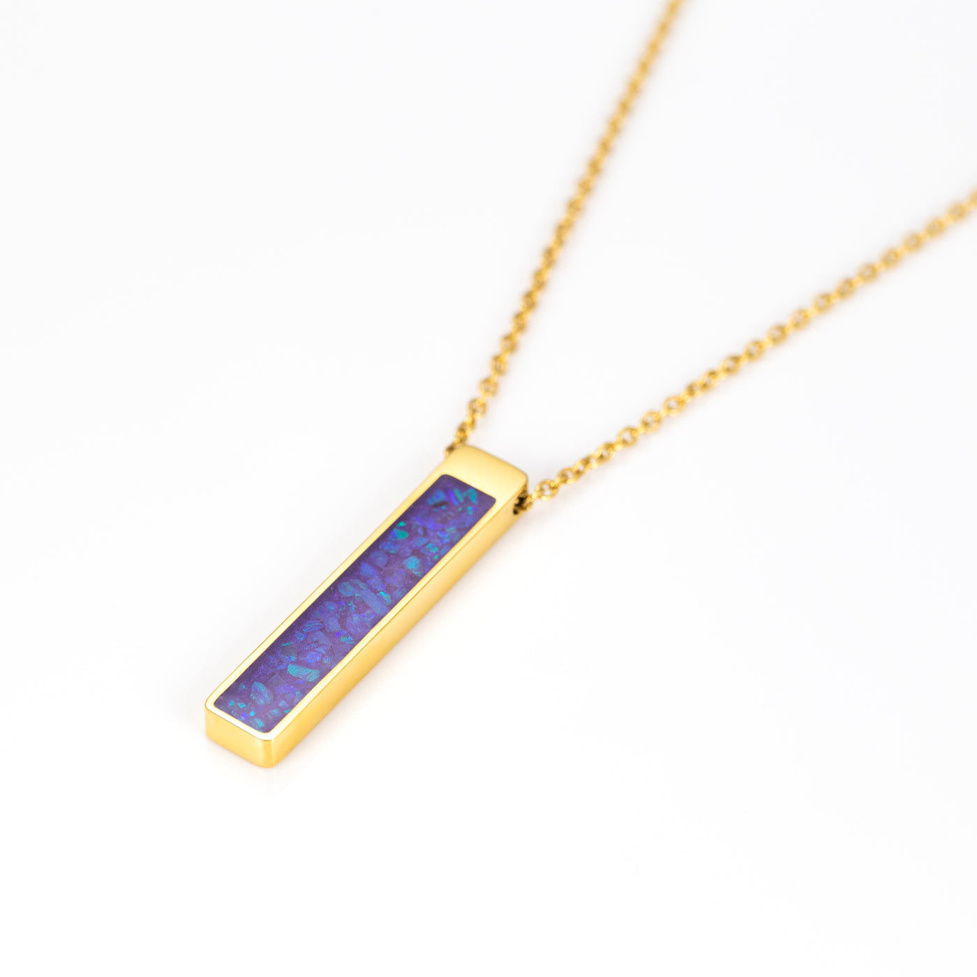 Lavender Opal Glowstone Bar Pendant Necklace