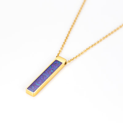 Lavender Opal Glowstone Bar Pendant Necklace