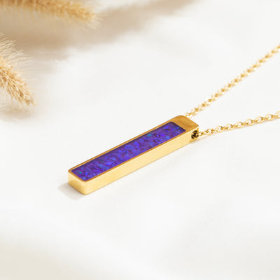 Lavender Opal Glowstone Bar Pendant Necklace