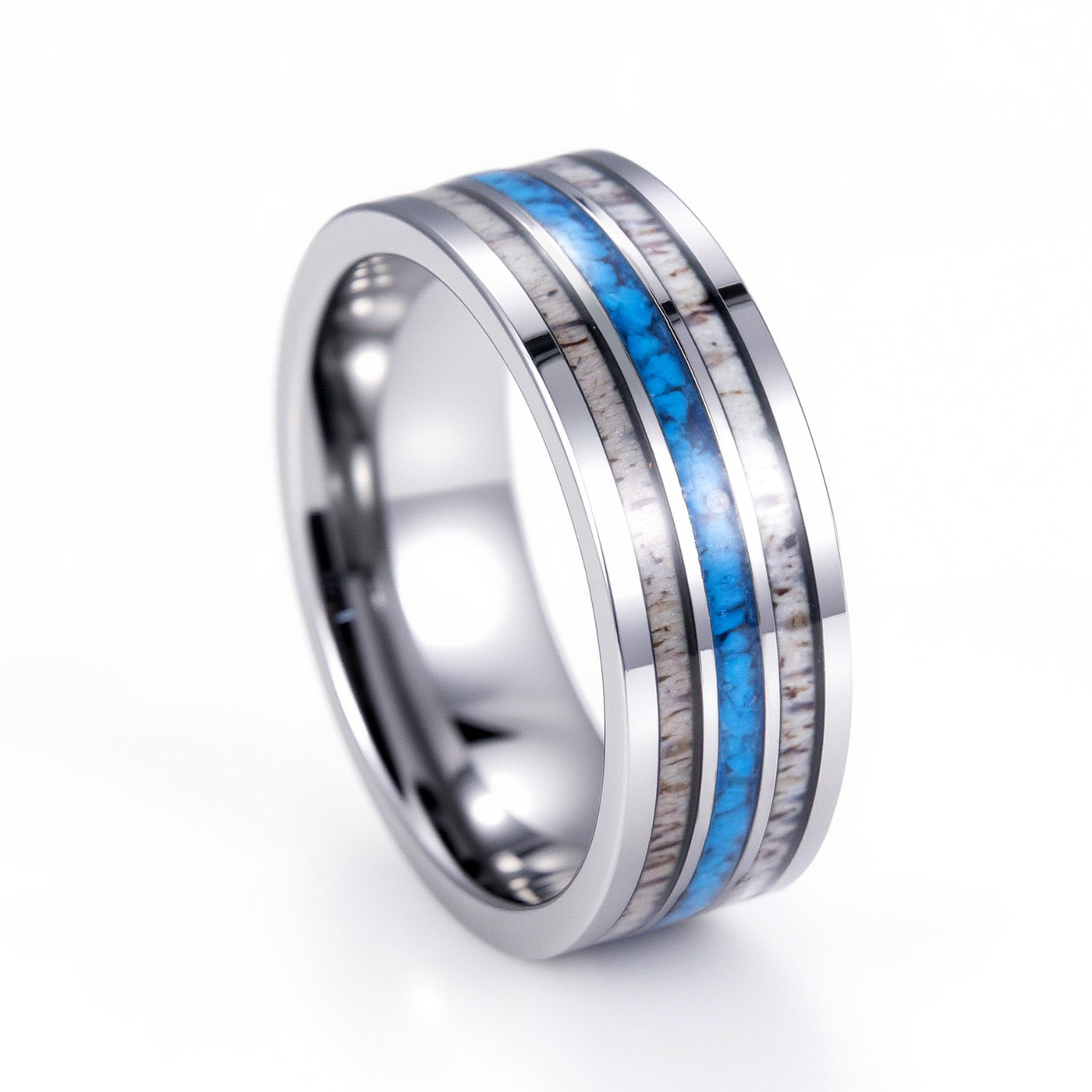 Antler and Turquoise Band | Tungsten Glowstone Ring - Patrick Adair Designs