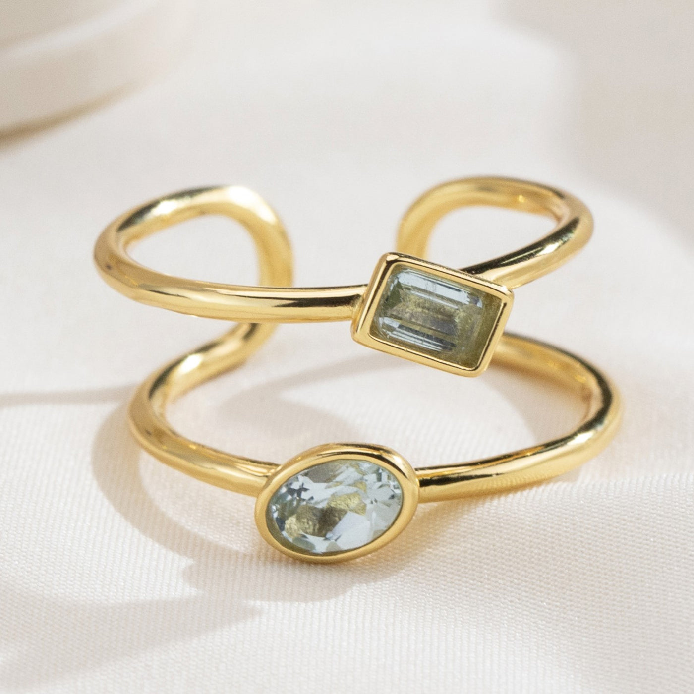 The Harmony Ring | Sterling Silver and Blue Topaz Dual Stone Ring - Patrick Adair Designs