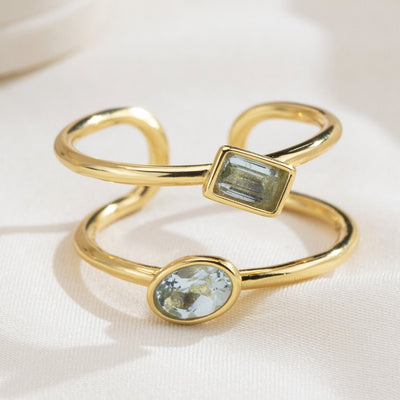 The Harmony Ring | Sterling Silver and Blue Topaz Dual Stone Ring - Patrick Adair Designs