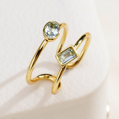 The Harmony Ring | Sterling Silver and Blue Topaz Dual Stone Ring - Patrick Adair Designs