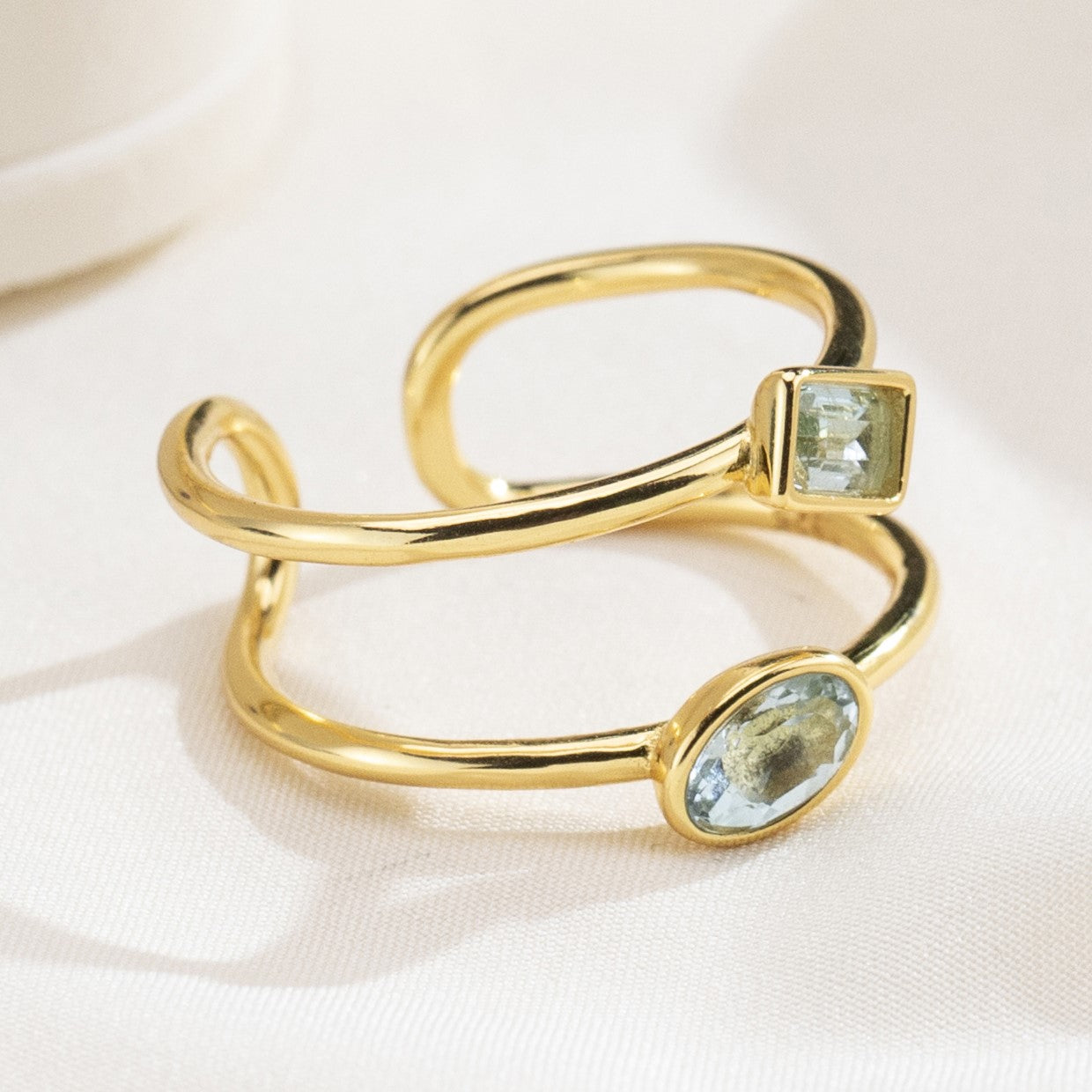 The Harmony Ring | Sterling Silver and Blue Topaz Dual Stone Ring - Patrick Adair Designs
