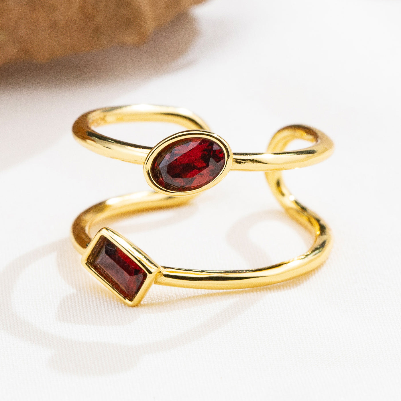 The Harmony Ring | Sterling Silver and Garnet Dual Stone Ring - Patrick Adair Designs