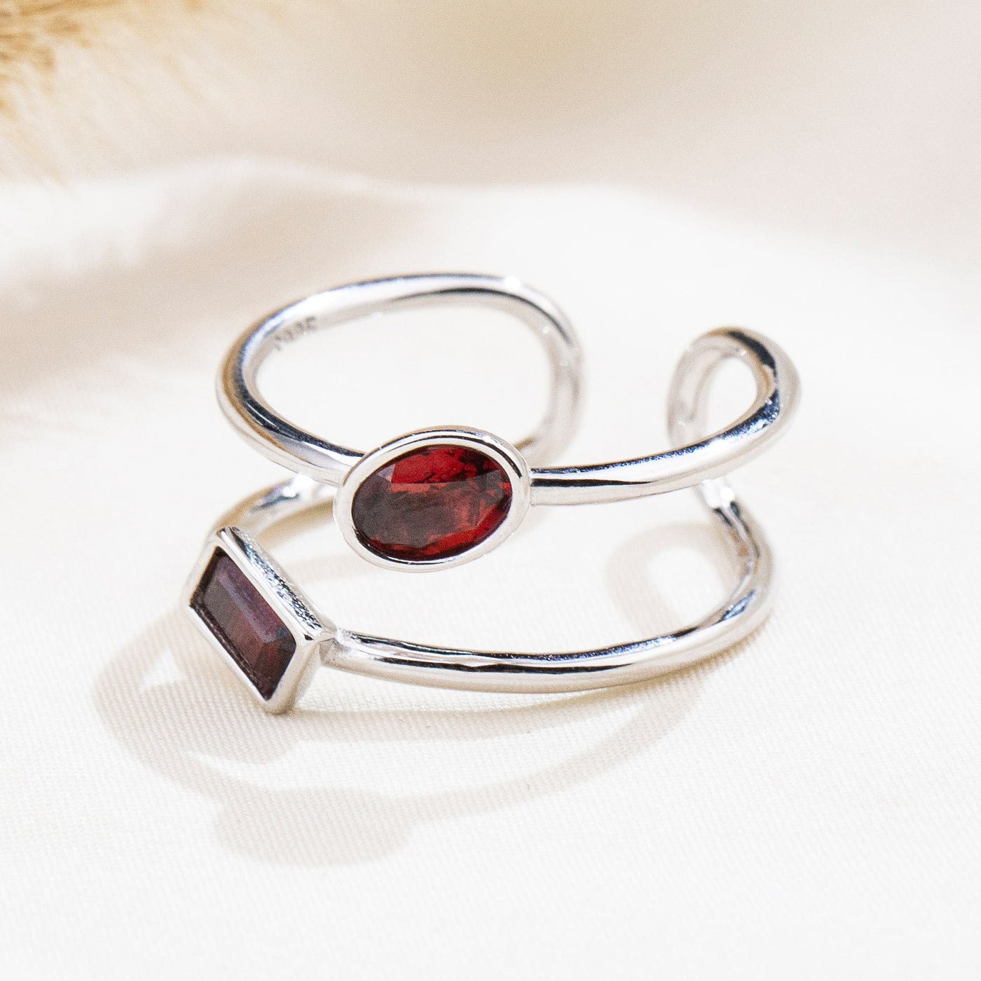 The Harmony Ring | Sterling Silver and Garnet Dual Stone Ring - Patrick Adair Designs