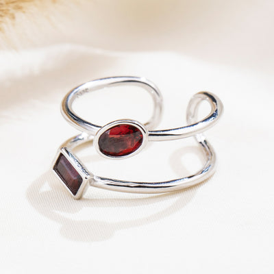 The Harmony Ring | Sterling Silver and Garnet Dual Stone Ring - Patrick Adair Designs