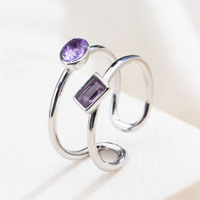 The Harmony Ring | Sterling Silver and Amethyst Dual Stone Ring - Patrick Adair Designs