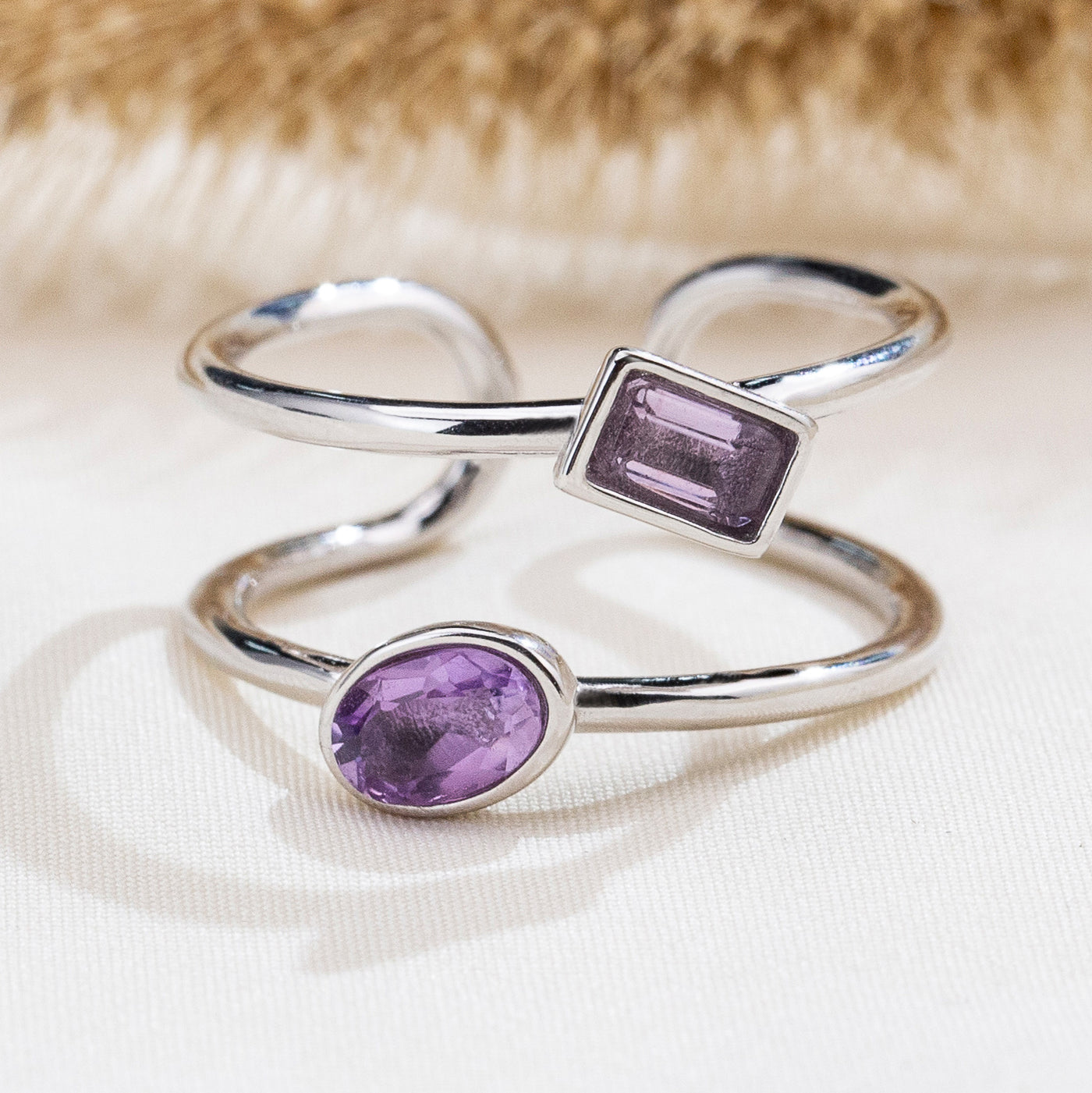 The Harmony Ring | Sterling Silver and Amethyst Dual Stone Ring - Patrick Adair Designs