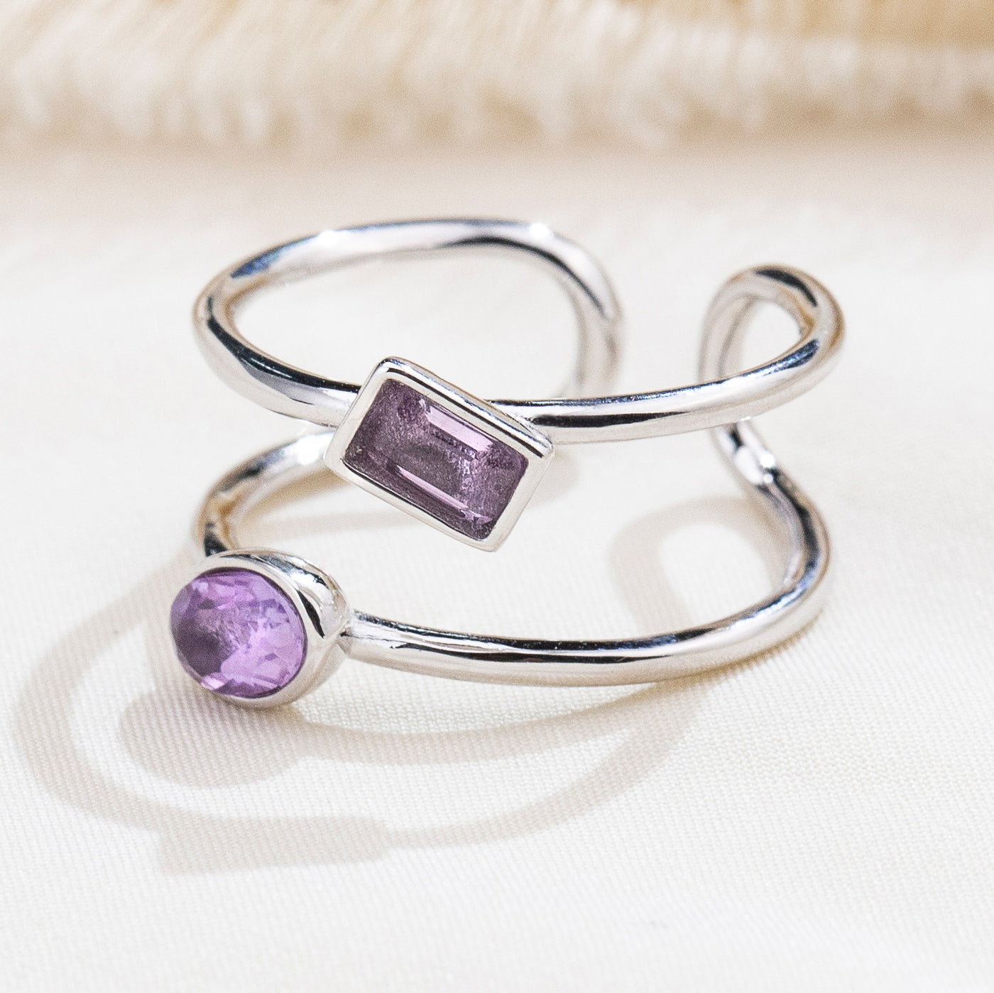 The Harmony Ring | Sterling Silver and Amethyst Dual Stone Ring - Patrick Adair Designs