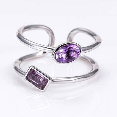 The Harmony Ring | Sterling Silver and Amethyst Dual Stone Ring - Patrick Adair Designs