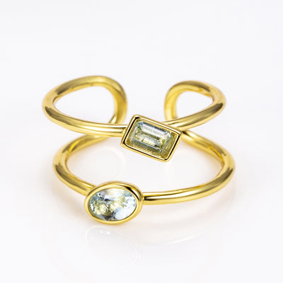 The Harmony Ring | Sterling Silver and Blue Topaz Dual Stone Ring - Patrick Adair Designs