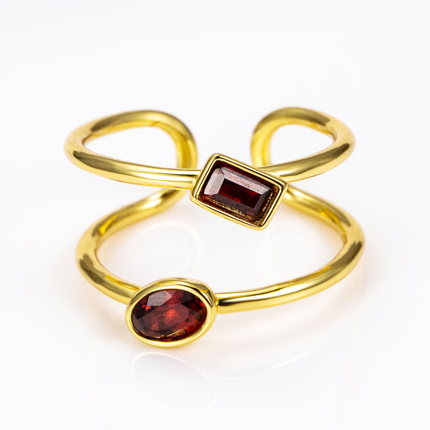 The Harmony Ring | Sterling Silver and Garnet Dual Stone Ring - Patrick Adair Designs