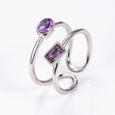 The Harmony Ring | Sterling Silver and Amethyst Dual Stone Ring - Patrick Adair Designs