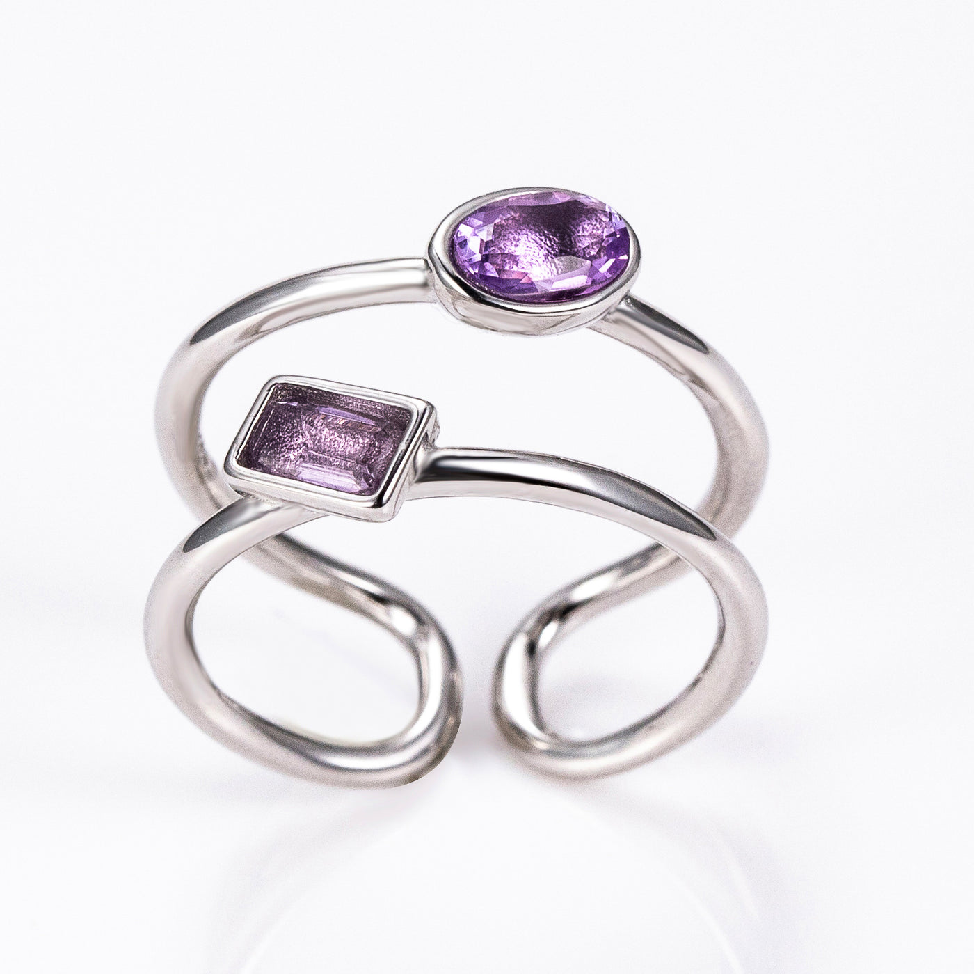The Harmony Ring | Sterling Silver and Amethyst Dual Stone Ring - Patrick Adair Designs