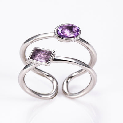 The Harmony Ring | Sterling Silver and Amethyst Dual Stone Ring - Patrick Adair Designs