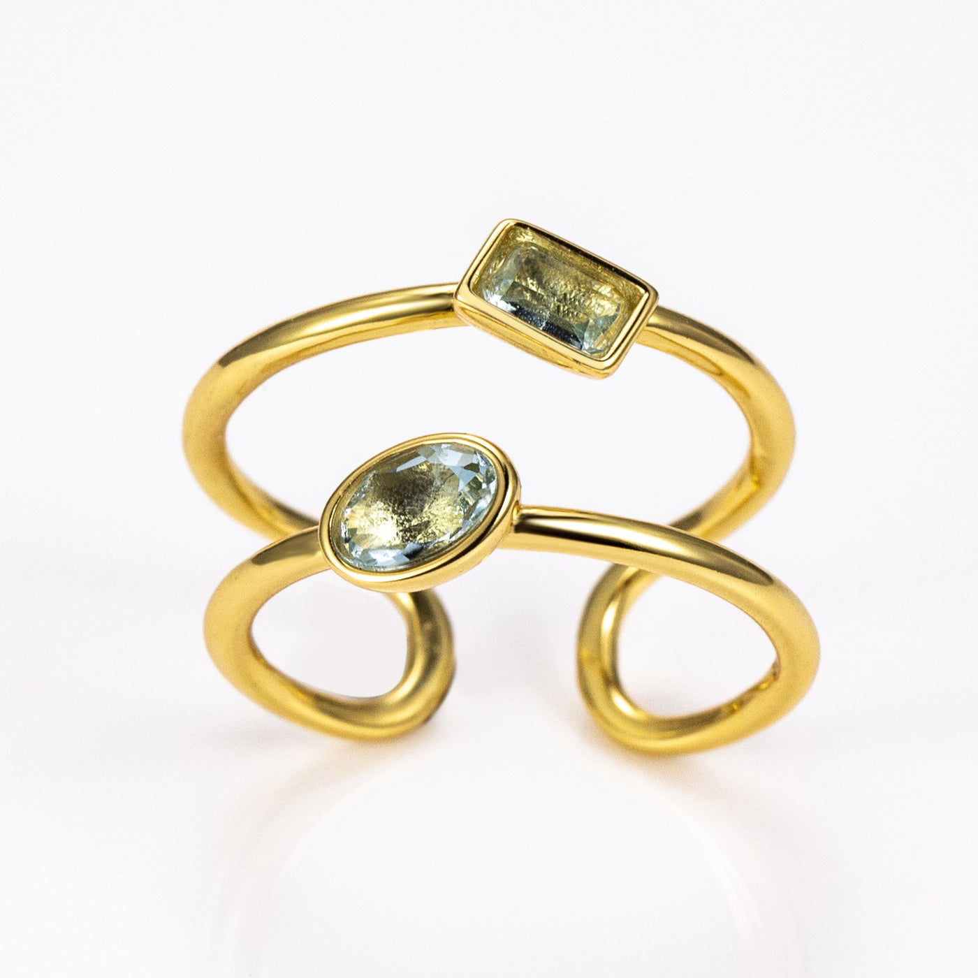 The Harmony Ring | Sterling Silver and Blue Topaz Dual Stone Ring - Patrick Adair Designs
