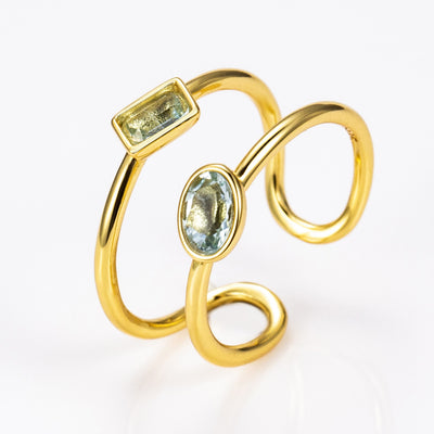 The Harmony Ring | Sterling Silver and Blue Topaz Dual Stone Ring - Patrick Adair Designs