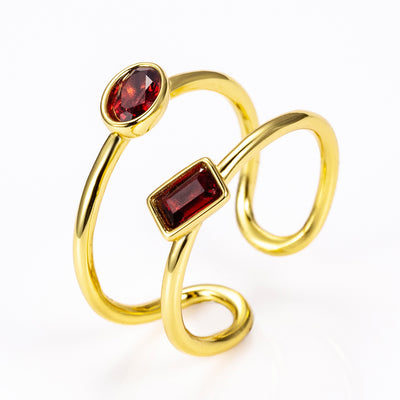 The Harmony Ring | Sterling Silver and Garnet Dual Stone Ring - Patrick Adair Designs