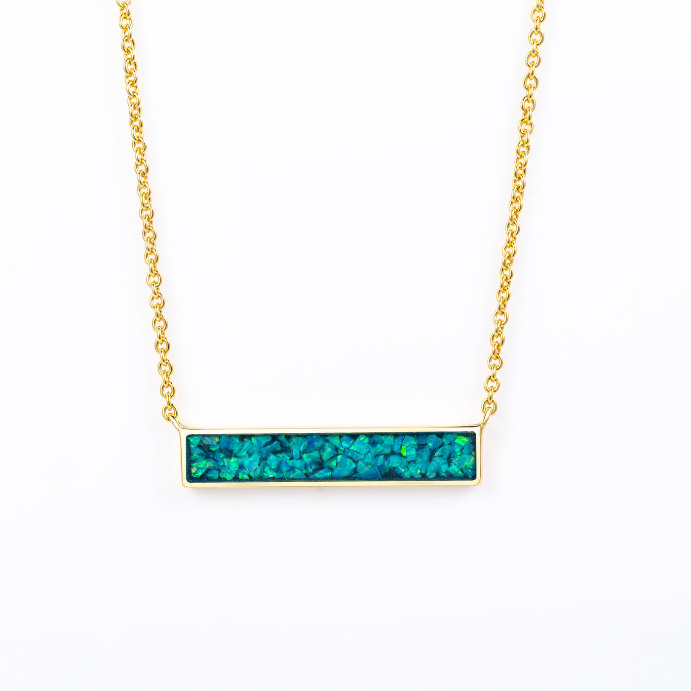 Bahama Blue Opal Glowstone Inlay Bar Necklace - Patrick Adair Designs