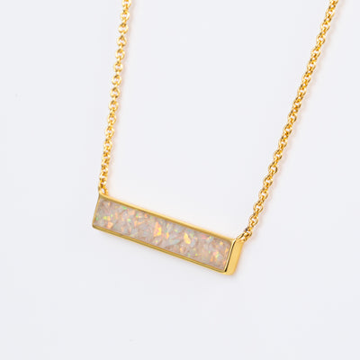 Pearl White Opal Glowstone Inlay Bar Necklace - Patrick Adair Designs