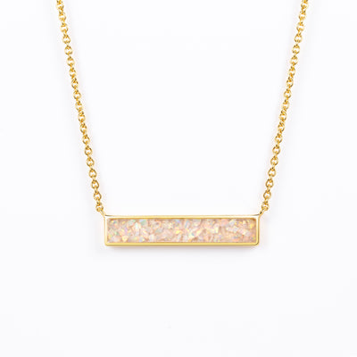 Pearl White Opal Glowstone Inlay Bar Necklace - Patrick Adair Designs
