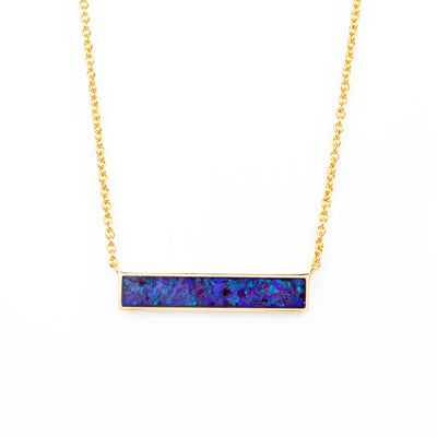 Lavender Opal Glowstone Inlay Bar Necklace - Patrick Adair Designs