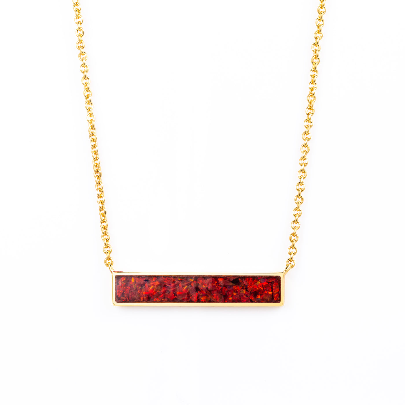 Crimson Red Opal Glowstone Inlay Bar Necklace - Patrick Adair Designs