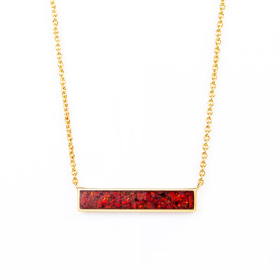 Crimson Red Opal Glowstone Inlay Bar Necklace - Patrick Adair Designs